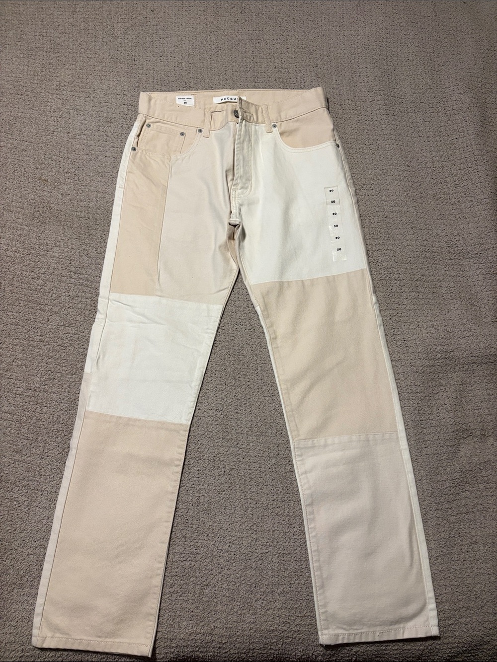Patchwork Beige & Cream Men's Jeans Pacsun